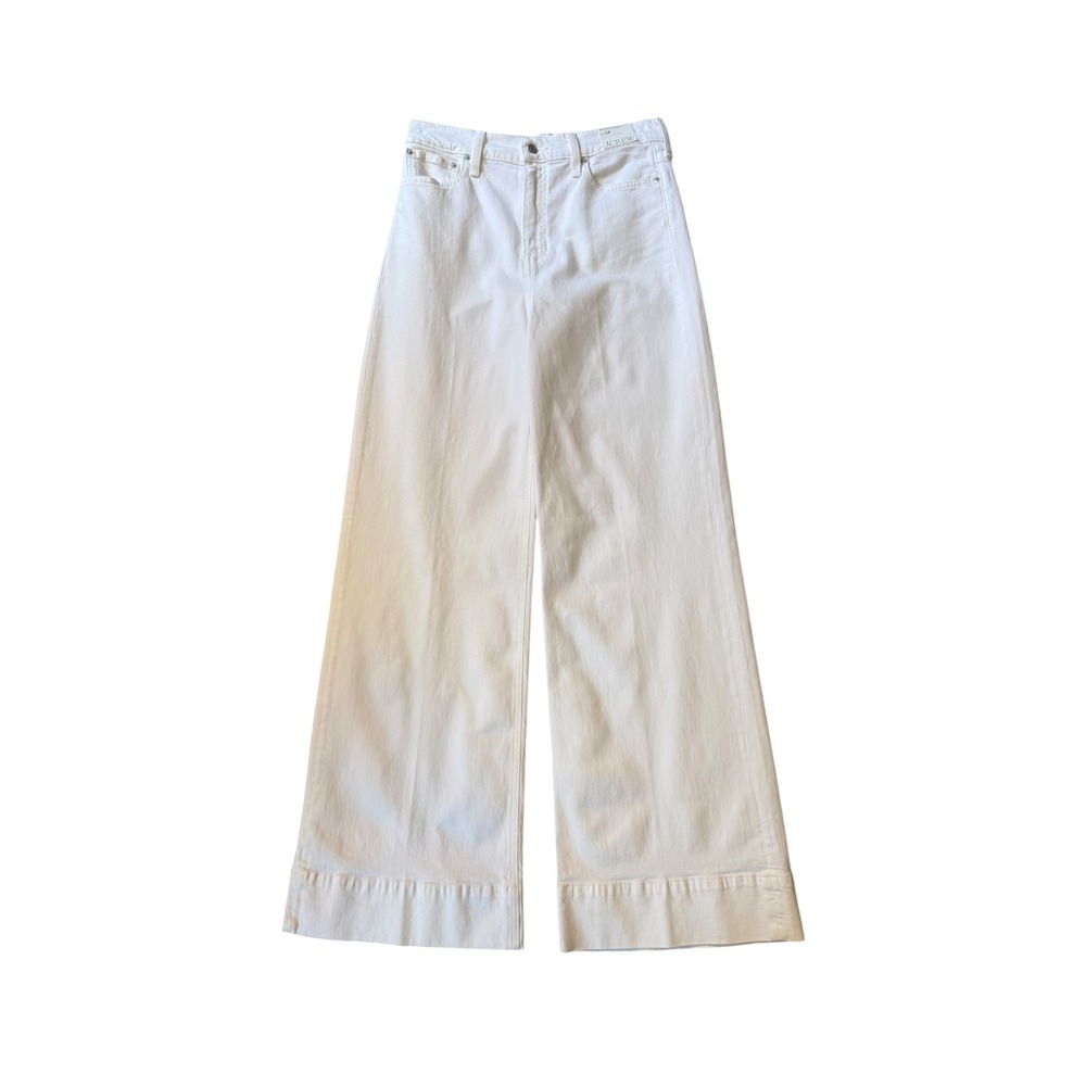 J.Crew Womens White Wide Leg Trouser Jeans High Rise Stretch BM338 Size 6 28 - Picture 2 of 7